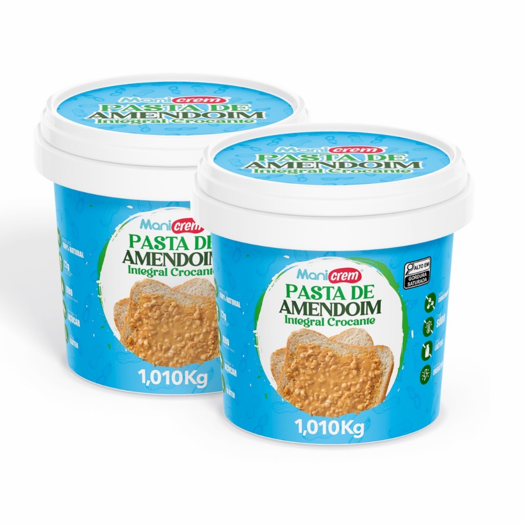 Kit 02 Pasta De Amendoim Crocante 100% Amendoim 1,010kg – Manicrem Kit 02 Pasta De Amendoim Crocante 100% Amendoim 1,010kg – Manicrem