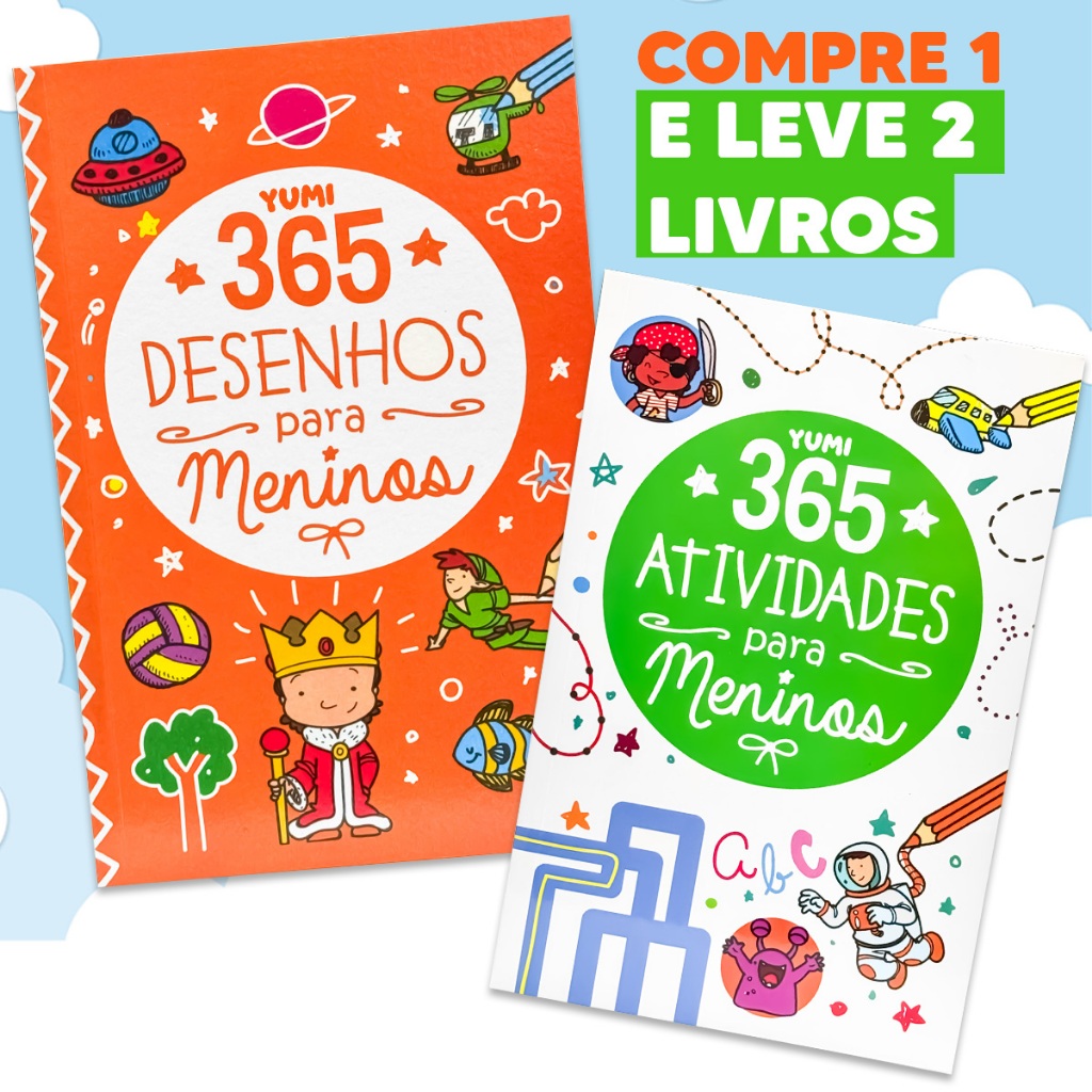 Kit 2 Livro Infantil 365 Desenhos Para Meninos Livro De Pintura Desenhos Para Colorir + 365 Atividades Para Meninos Kit 2 Livro Infantil 365 Desenhos Para Meninos Livro De Pintura Desenhos Para Colorir + 365 Atividades Para Meninos