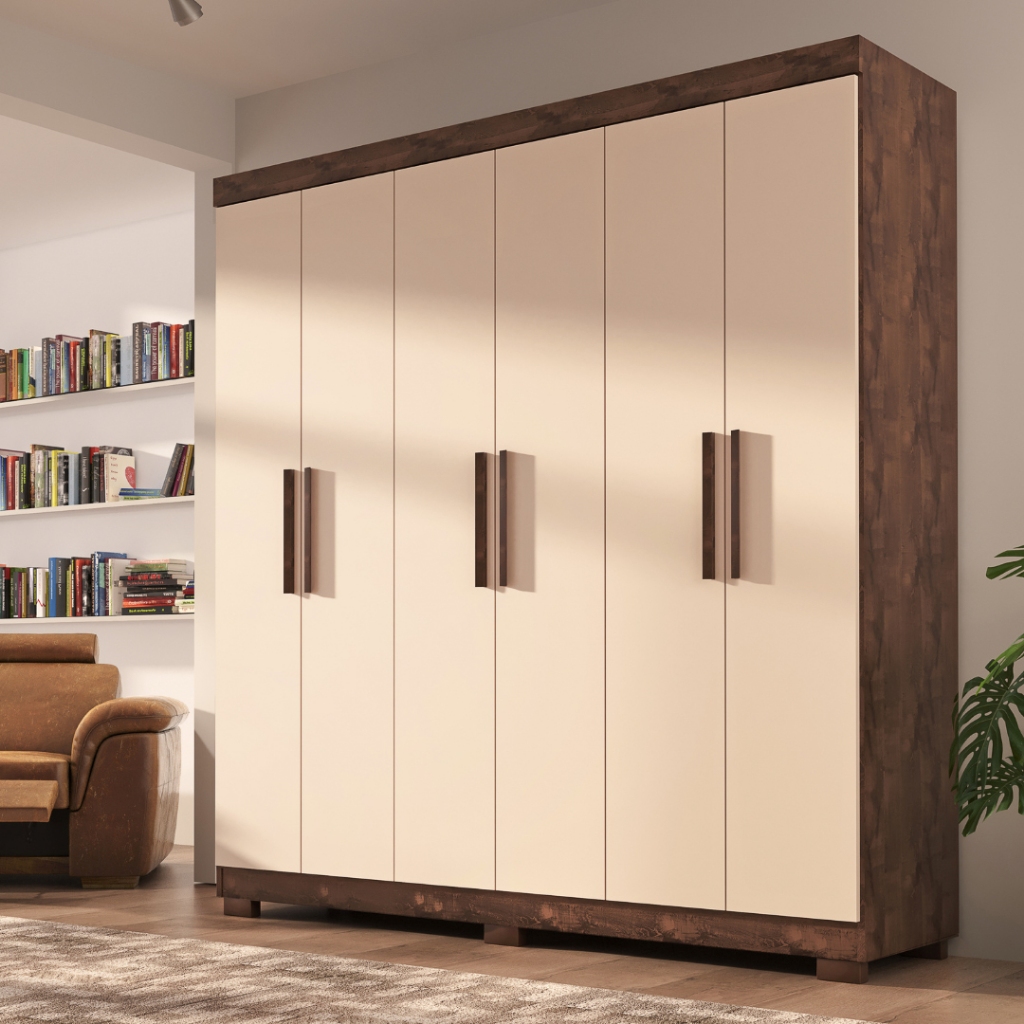 Guarda Roupa de Casal Lisboa 6 Portas 2 Gavetas Com Pés Guarda Roupa de Casal Lisboa 6 Portas 2 Gavetas Com Pés