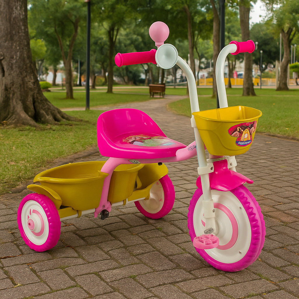Triciclo Infantil Nathor Menina Disney Princesas com Cesta Rosa Triciclo Infantil Nathor Menina Disney Princesas com Cesta Rosa