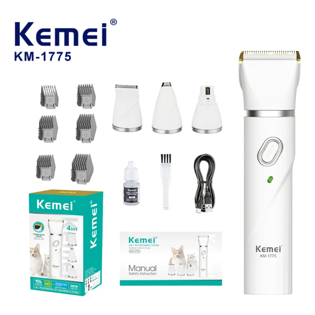 Aparador de Pelos Máquina de Corte Tosa Animais Pet 4 em 1 Profissional Kemei Km-1775 Aparador de Pelos Máquina de Corte Tosa Animais Pet 4 em 1 Profissional Kemei Km-1775