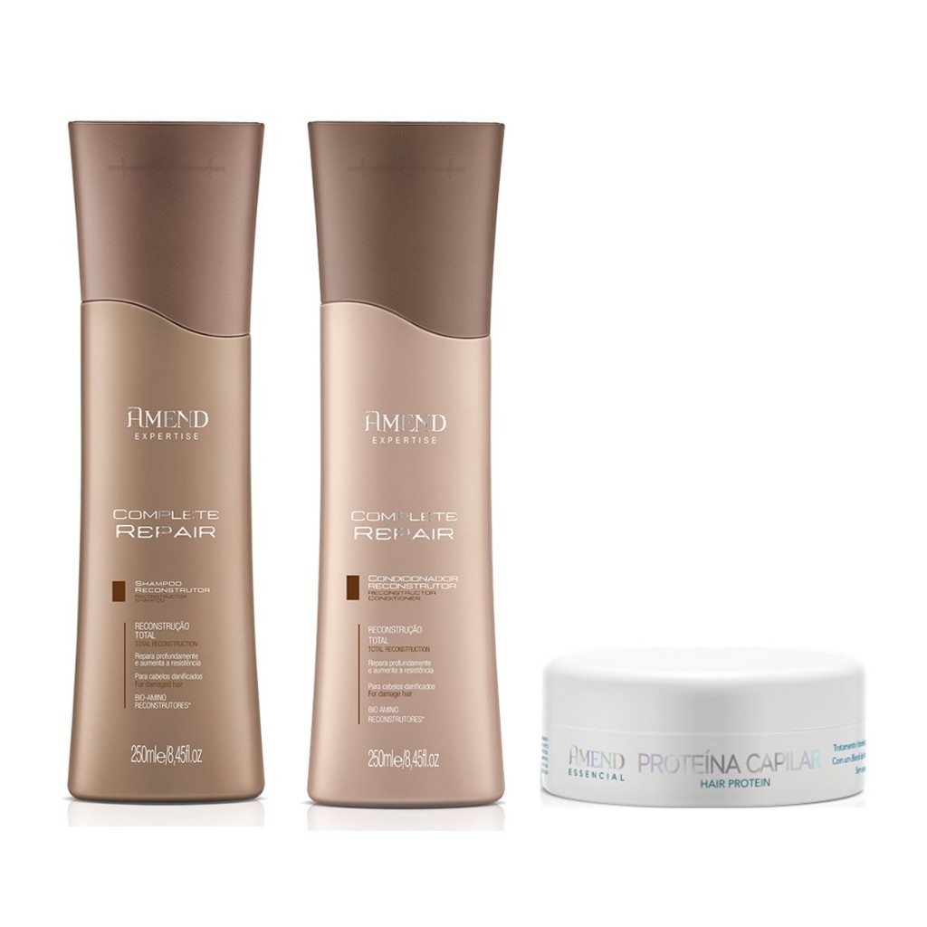 Amend Kit Complete Repair Shampoo e Condicionador 250ml + Essencial Proteína Capilar 100g Amend Kit Complete Repair Shampoo e Condicionador 250ml + Essencial Proteína Capilar 100g