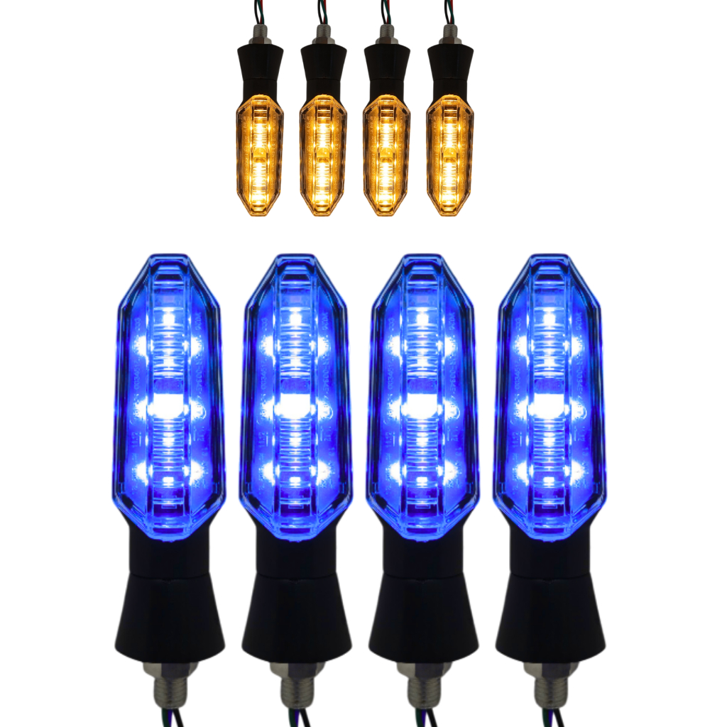 2 Pares de Pisca Sequencial 4 UNIDADES Parafuso Led com Drl Azul Cg HONDA/YAMAHA
