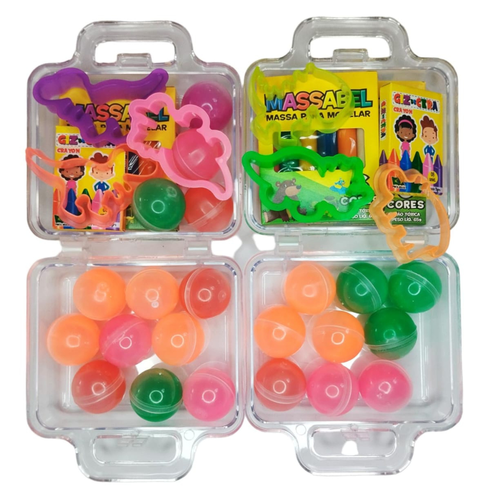 5 Maletinha + 5 Cortador + 5 Massinha De Modelar + 5 Geleca Slime+ 5 Giz 10G Kit Lembracinha 5 Maletinha + 5 Cortador + 5 Massinha De Modelar + 5 Geleca Slime+ 5 Giz 10G Kit Lembracinha