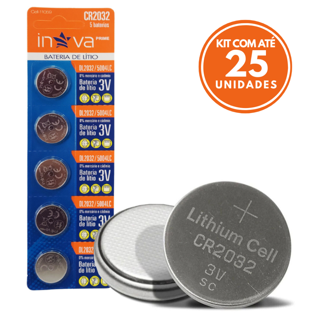 Bateria de Lítio CR2032 3V Inova Pilha Botão Redonda Kit Longa Duração Bateria de Lítio CR2032 3V Inova Pilha Botão Redonda Kit Longa Duração