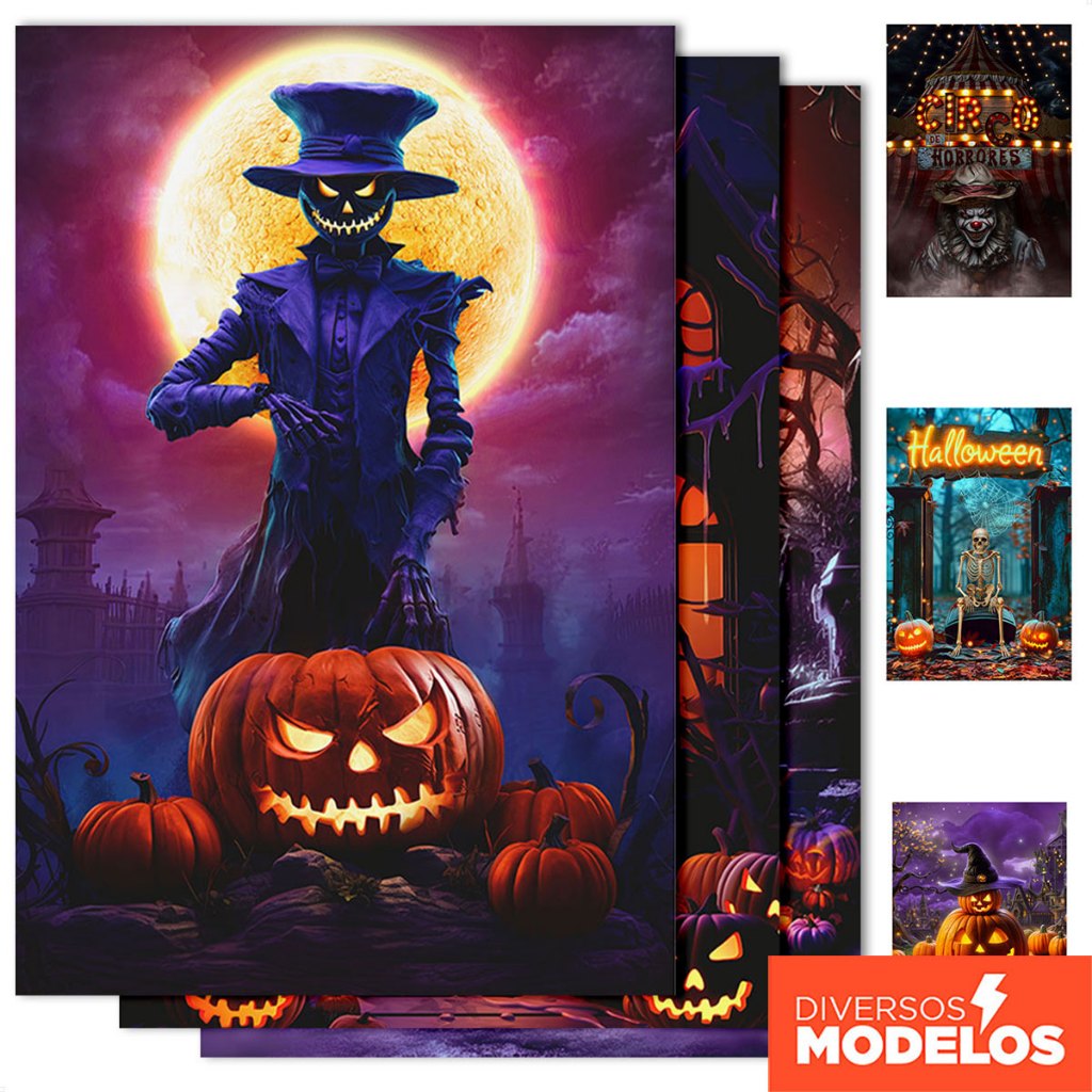 Painel de Festa Decoração Halloween Retangular 1,50×2,20m Sublimado Tecido – Diversos Modelos Painel de Festa Decoração Halloween Retangular 1,50×2,20m Sublimado Tecido – Diversos Modelos