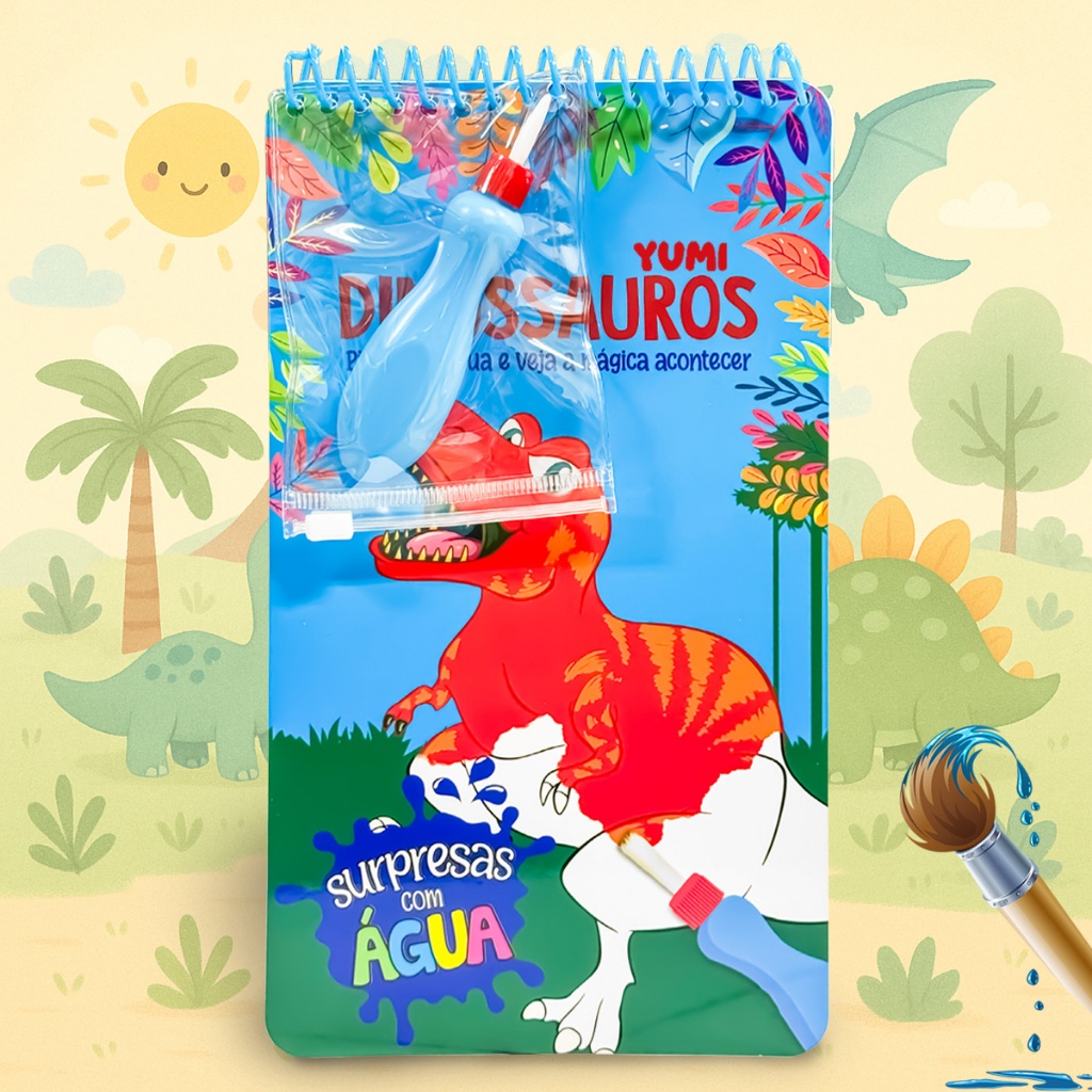 Livro Infantil Desenhos Dinossauros Pinta Com Água Capa Dura Agua book Aquabook Livro Infantil Desenhos Dinossauros Pinta Com Água Capa Dura Agua book Aquabook