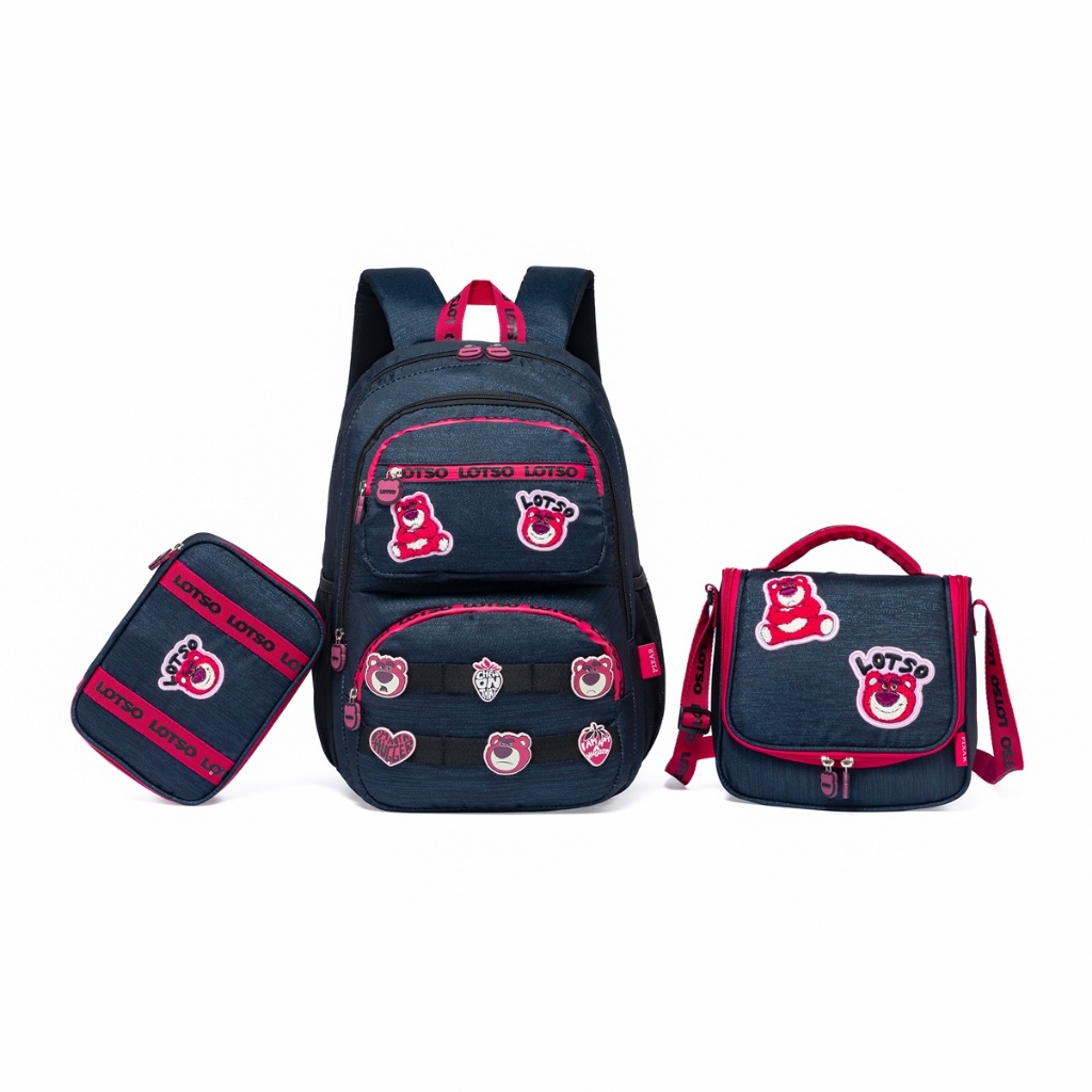 Kit Mochila Escolar Lancheira Estojo Lotso Toy Story Espaçosa Disney Kit Mochila Escolar Lancheira Estojo Lotso Toy Story Espaçosa Disney