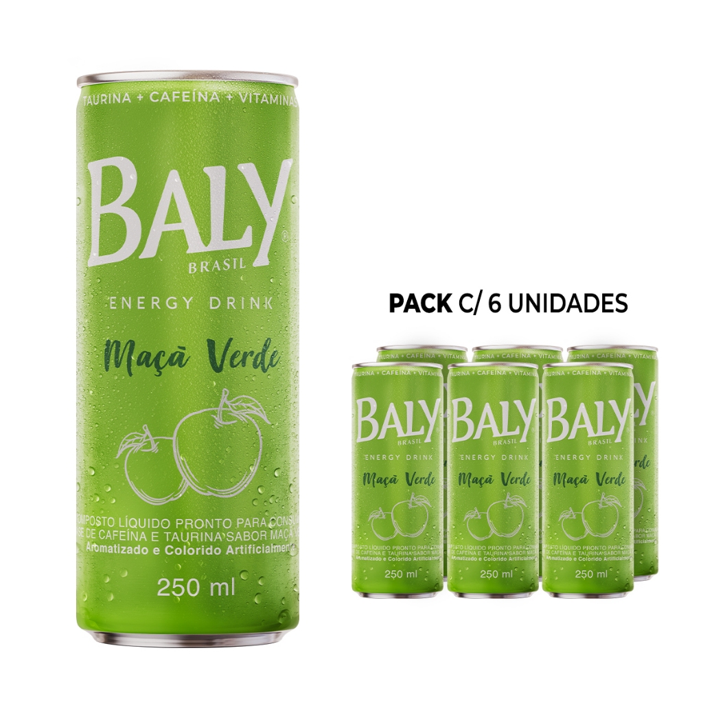Energético Baly Energy Drink Maçã Verde 250ml Energético Baly Energy Drink Maçã Verde 250ml