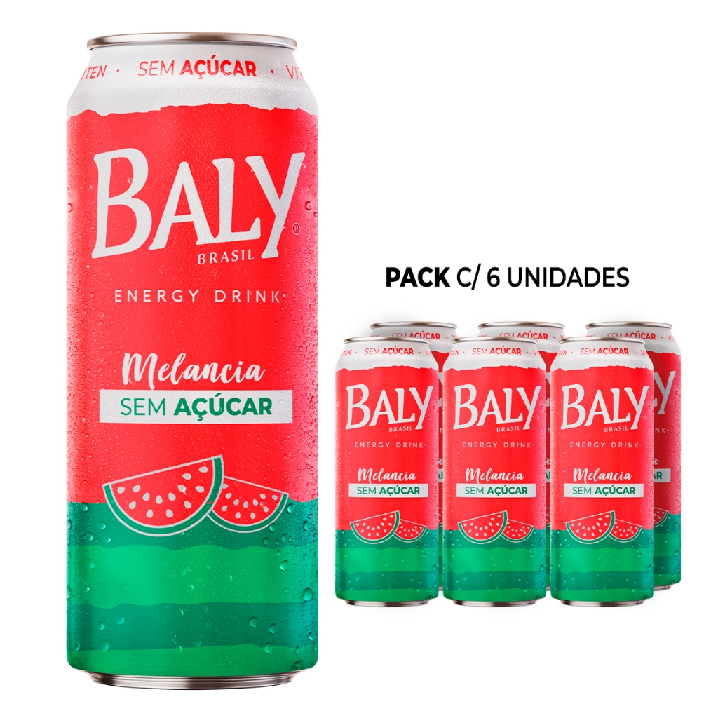 Pack Energético Baly Energy Drink Melancia Sem Açucar 473ml Pack Energético Baly Energy Drink Melancia Sem Açucar 473ml