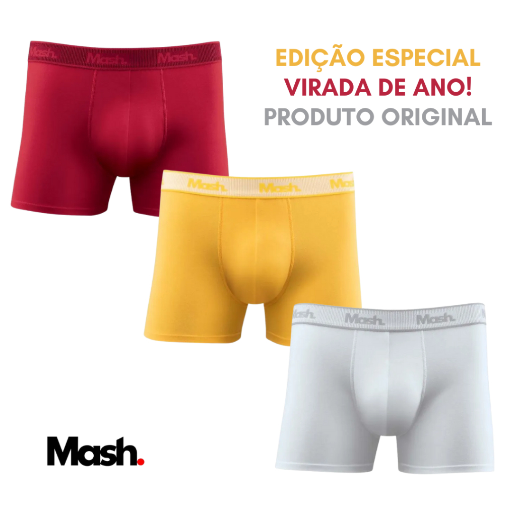Cueca Boxer Algodão Cotton Mash Original 170.123 Virada de Ano – Branca | Vermelha | Amarela Cueca Boxer Algodão Cotton Mash Original 170.123 Virada de Ano – Branca | Vermelha | Amarela