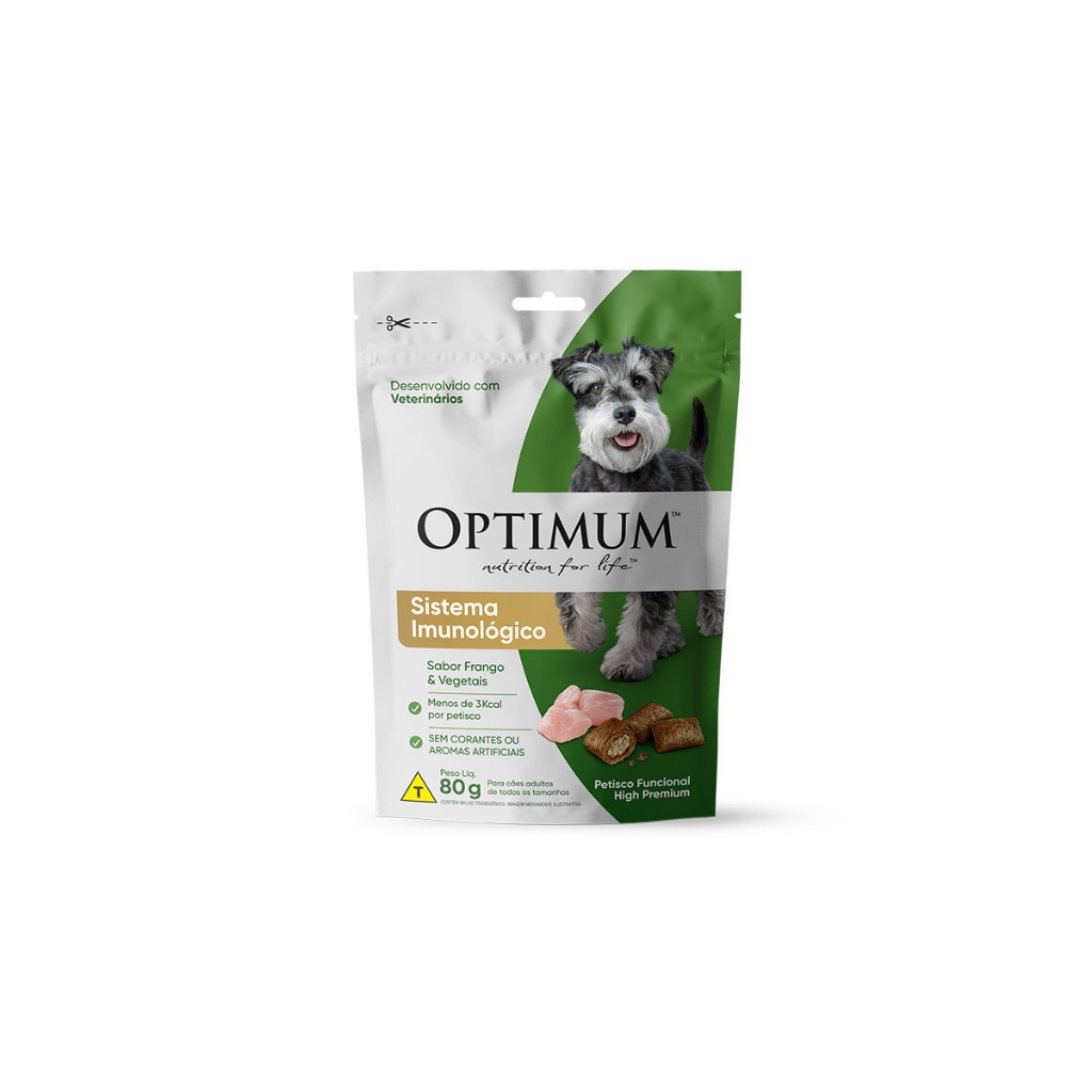 Petisco Optimum Cães Sistema Imunológico 80g Frango Sachê Petisco Optimum Cães Sistema Imunológico 80g Frango Sachê