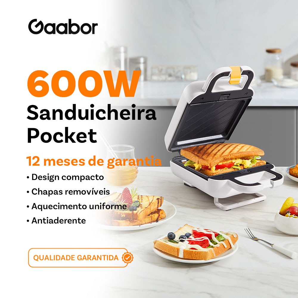 Gaabor Sanduicheira 220V Dupla Face Rapida Compacta Ideal para Cafe da Manha SM60M WH01A Gaabor Sanduicheira 220V Dupla Face Rapida Compacta Ideal para Cafe da Manha SM60M WH01A