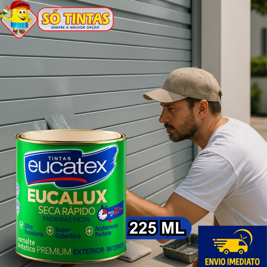 Tinta Esmalte Sintético Eucalux Eucatex 225 ML Brilhante, Secagem Rápida Madeira Metal, Várias Cores Tinta Esmalte Sintético Eucalux Eucatex 225 ML Brilhante, Secagem Rápida Madeira Metal, Várias Cores