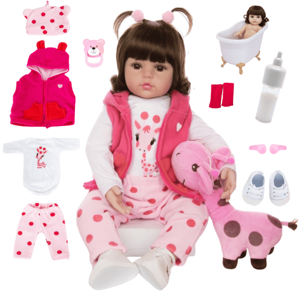 Boneca Bebê Reborn Girafinha Luxo Nova Realista de Silicone Pode Dar Banho Envio Imediato Boneca Bebê Reborn Girafinha Luxo Nova Realista de Silicone Pode Dar Banho Envio Imediato