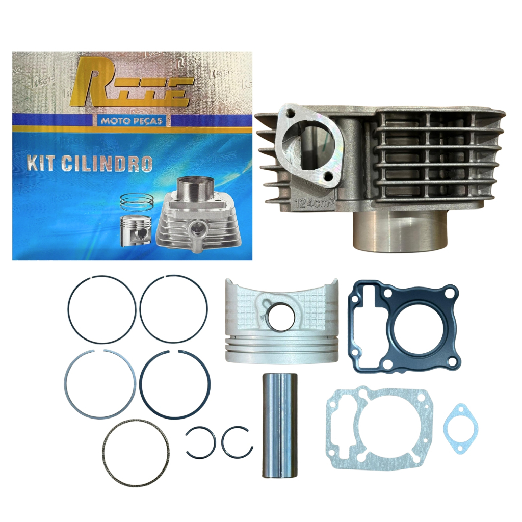 Kit Cilindro Motor Camisa Pistão e Anél Honda CG Fan e NXR Bros 125 de 2009 até 2018 Kit Cilindro Motor Camisa Pistão e Anél Honda CG Fan e NXR Bros 125 de 2009 até 2018