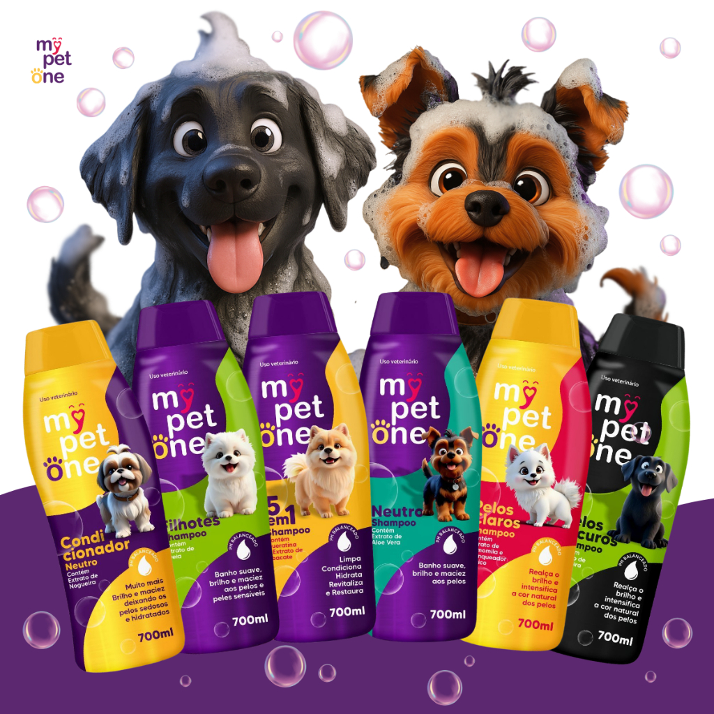 Kit Banho Shampoo Premium + Creme Condicionador de Pelos para Cachorro e Gato Mypetone