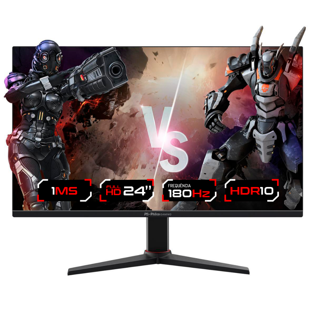 Monitor Gamer Philco 24″ 180hz 1ms ajuste de altura e rotação LED IPS Full HD HDR10 HDMI e Display Port – PMG24M23T Monitor Gamer Philco 24″ 180hz 1ms ajuste de altura e rotação LED IPS Full HD HDR10 HDMI e Display Port – PMG24M23T