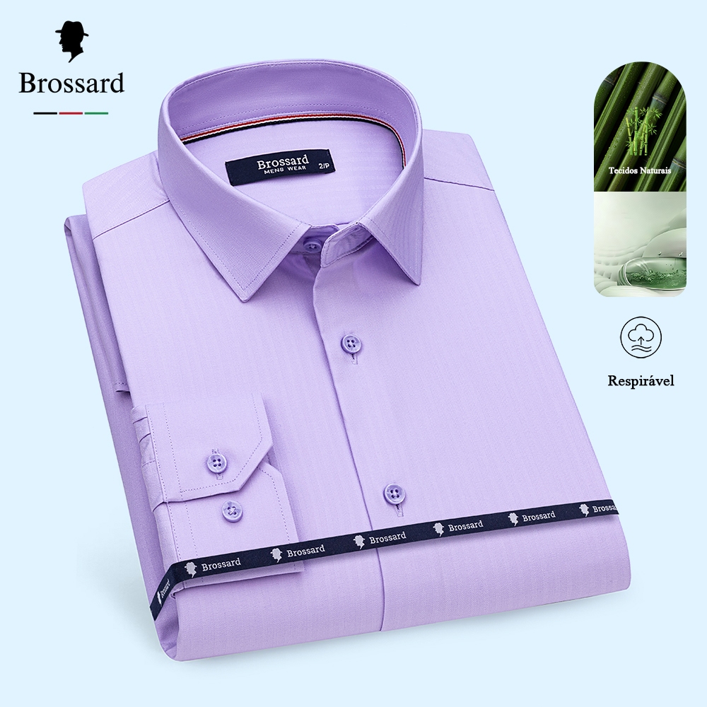Camisa Social Masculina Não Amassa Slim Elegante Confeccionado em Tecido de Fibra de Bambu Natural Camisa Social Masculina Não Amassa Slim Elegante Confeccionado em Tecido de Fibra de Bambu Natural