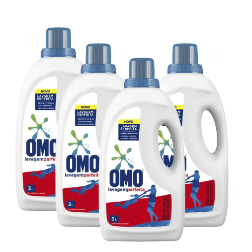 Sabão Líquido Omo Lava Roupa Lavagem Perfeita 3L – Embalagem com 4 Unidades Sabão Líquido Omo Lava Roupa Lavagem Perfeita 3L – Embalagem com 4 Unidades
