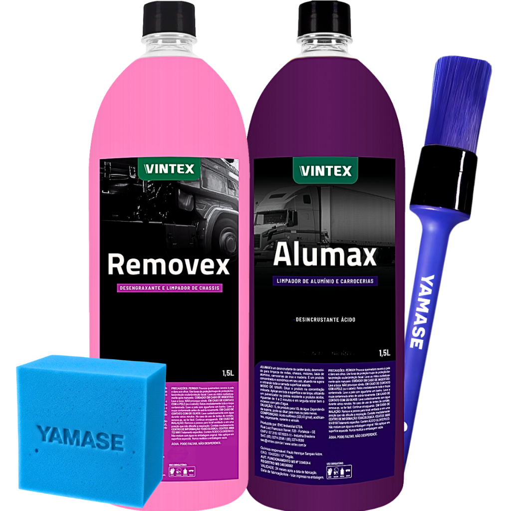 Alumax Limpa Aluminio + Removex Desengraxante Automotivo + Pincel Externo Alumax Limpa Aluminio + Removex Desengraxante Automotivo + Pincel Externo