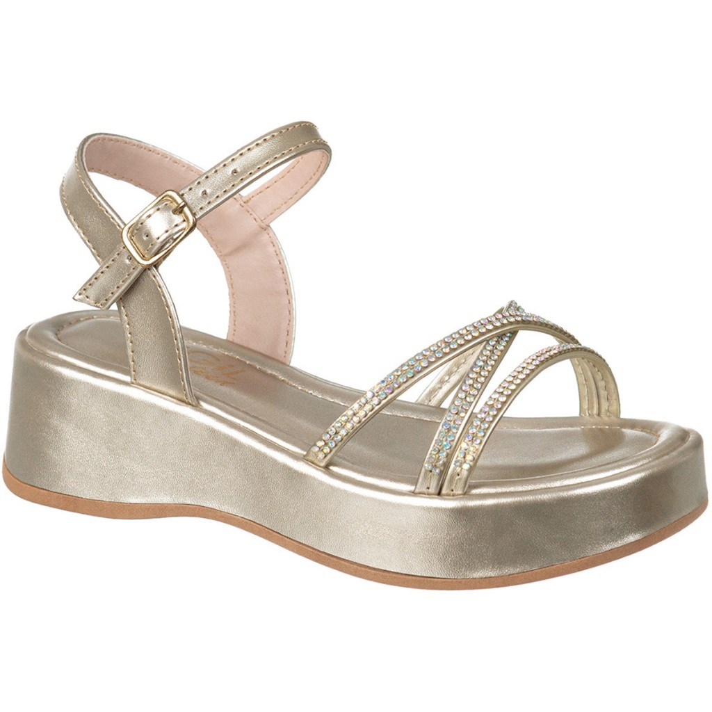Sandália Anabela Infantil GiGiL Teen Menina Flatform Plataforma Strass Brilho Moda Confortável Sandália Anabela Infantil GiGiL Teen Menina Flatform Plataforma Strass Brilho Moda Confortável