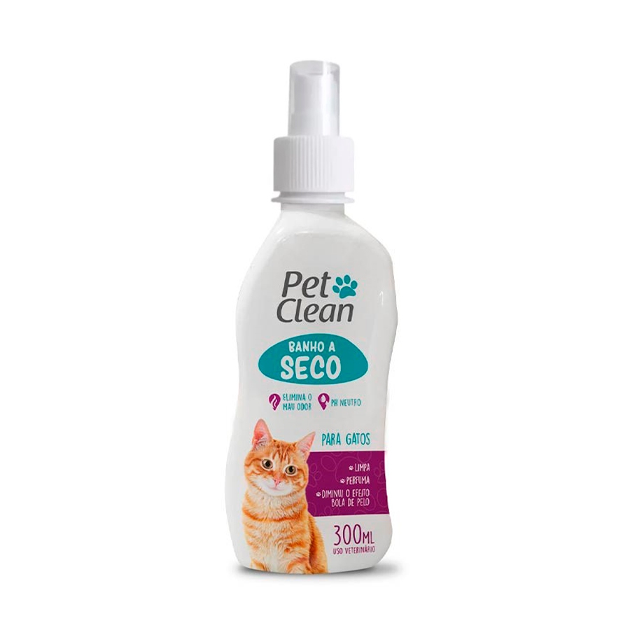Banho a Seco p/ Gatos Spray Anti Bola de Pelo 300ml Pet Clean Banho a Seco p/ Gatos Spray Anti Bola de Pelo 300ml Pet Clean