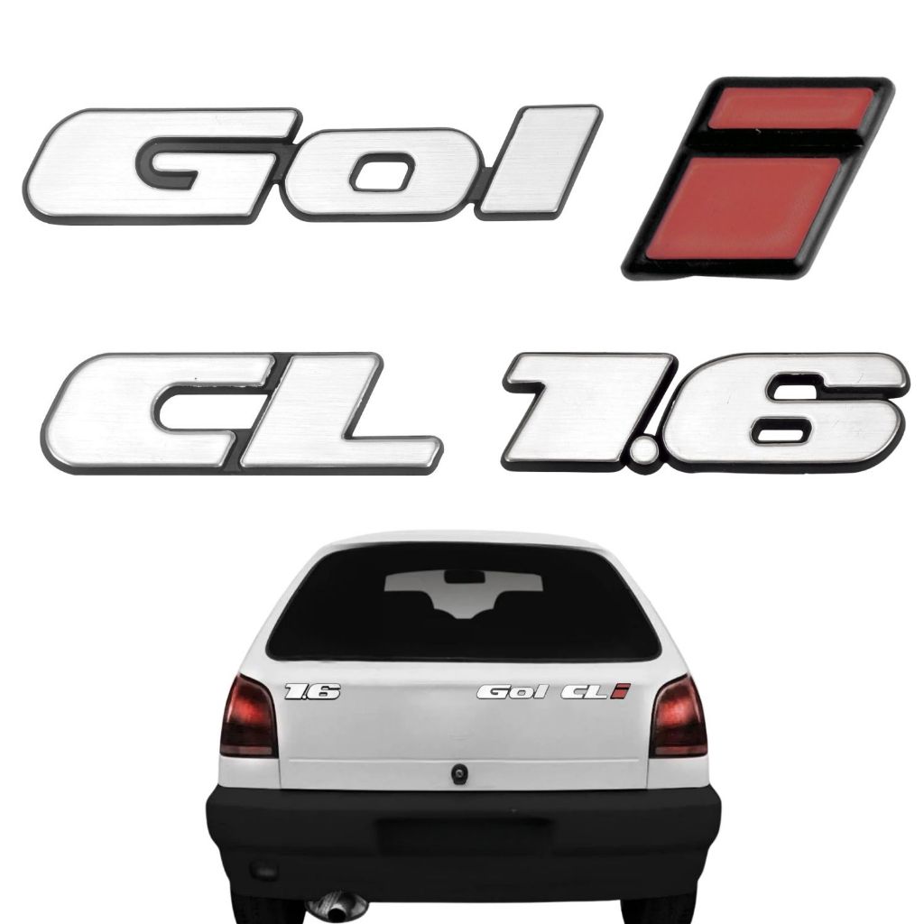 Kit Emblema Volkswagen Gol CLI 1.6 1995 a 2005 4 Peças Kit Emblema Volkswagen Gol CLI 1.6 1995 a 2005 4 Peças