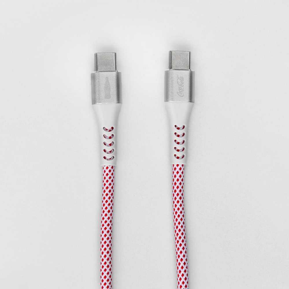 Cabo USB-C para USB-C Branco | Elite Cable Coca-Cola Cabo USB-C para USB-C Branco | Elite Cable Coca-Cola