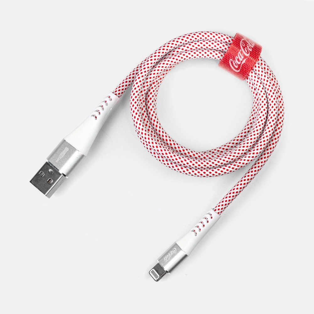 Cabo MFi Lightning para USB Branco | Elite Cable Coca-Cola Cabo MFi Lightning para USB Branco | Elite Cable Coca-Cola