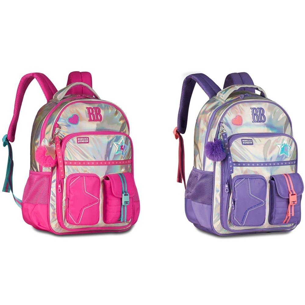 Mochila Rebecca Bonbon Holográfica RB Juvenil Compartimento Notebook – Cor Sortida Mochila Rebecca Bonbon Holográfica RB Juvenil Compartimento Notebook – Cor Sortida