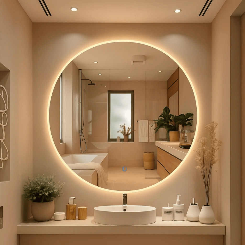 Espelho Lopazzi Redondo Polido Com Led Quente Frio Touch 80cm Maquiagem Quarto Sala Banheiro Espelho Lopazzi Redondo Polido Com Led Quente Frio Touch 80cm Maquiagem Quarto Sala Banheiro