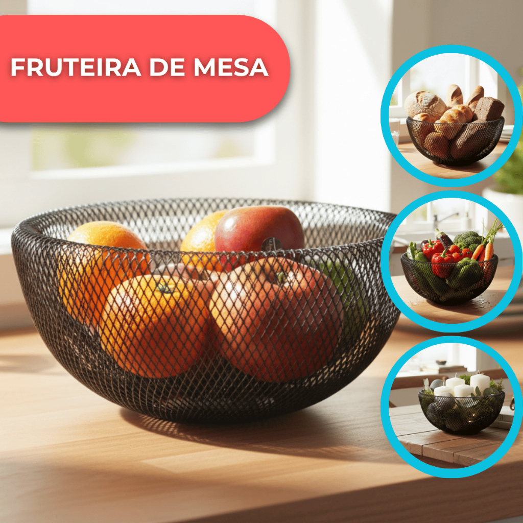 Fruteira De Mesa Cesto Frutas Aramado Cozinha Metal 30cm Luxo Organizadora Minimalista Moderna Tippi Fruteira De Mesa Cesto Frutas Aramado Cozinha Metal 30cm Luxo Organizadora Minimalista Moderna Tippi
