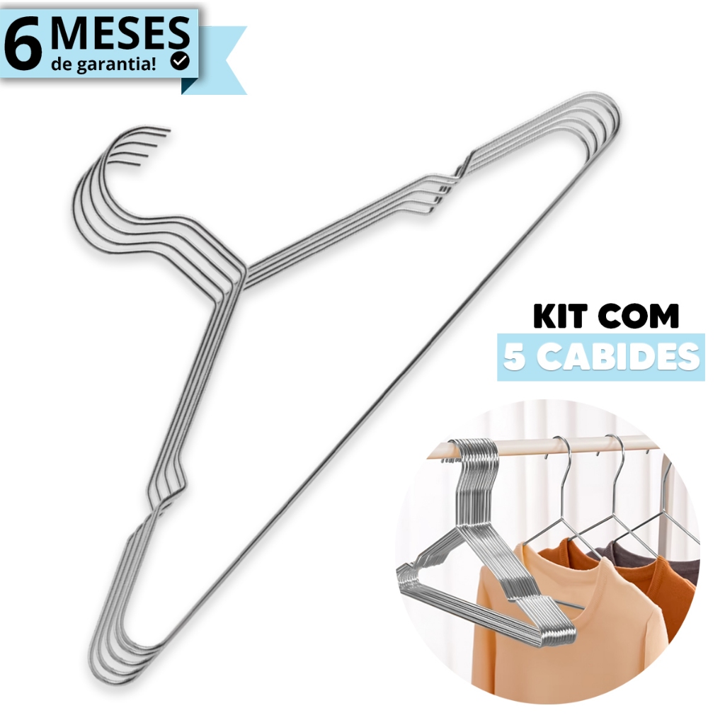 Kit Cabides Titureiro De Luxo Em Aço Inoxidável Cromado Executivo Reforçado Organizar Roupas Closet Kit Cabides Titureiro De Luxo Em Aço Inoxidável Cromado Executivo Reforçado Organizar Roupas Closet