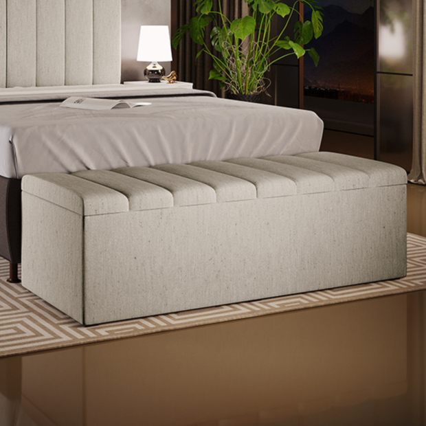 Calçadeira Recamier Baú Para Cama De Casal King Dália 195×50 cm W01 Linho Bege – Lyam Calçadeira Recamier Baú Para Cama De Casal King Dália 195×50 cm W01 Linho Bege – Lyam