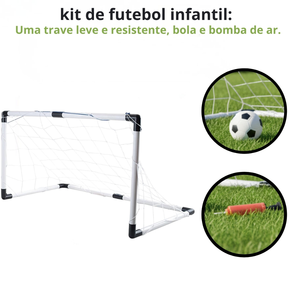 Kit Golzinho Futebol Infantil Rede Dobrável Com Bola e Bombinha Brinquedo Esportivo Kit Golzinho Futebol Infantil Rede Dobrável Com Bola e Bombinha Brinquedo Esportivo