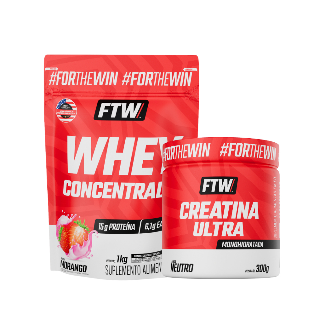Kit Whey Concentrado 1kg + Creatina Ultra Pote 300g – FTW Kit Whey Concentrado 1kg + Creatina Ultra Pote 300g – FTW