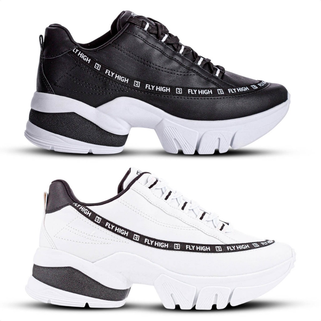 Tênis Ramarim Fly High Feminino Branco e Preto Confortável Moda Casual Tênis Ramarim Fly High Feminino Branco e Preto Confortável Moda Casual