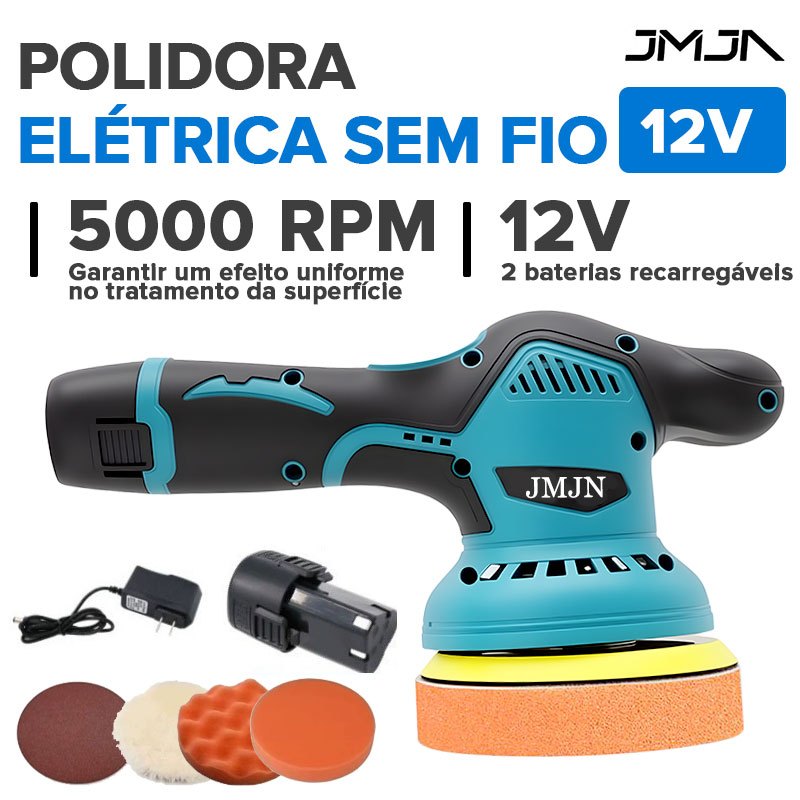 JMJN Polidor Sem Fio Elétrico Lixadeira Politriz Polidora Automotiva Polimento Carro Enceradora Wetoke 1 ou 2 Baterias JMJN Polidor Sem Fio Elétrico Lixadeira Politriz Polidora Automotiva Polimento Carro Enceradora Wetoke 1 ou 2 Baterias