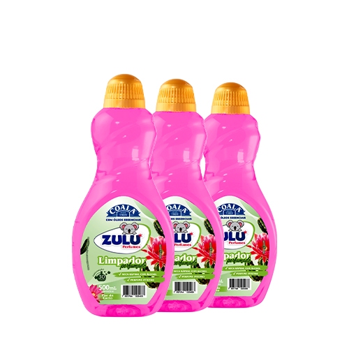 Kit 3 Limpadores Zulu Perfumes Flor de Cacto 500ml Kit 3 Limpadores Zulu Perfumes Flor de Cacto 500ml