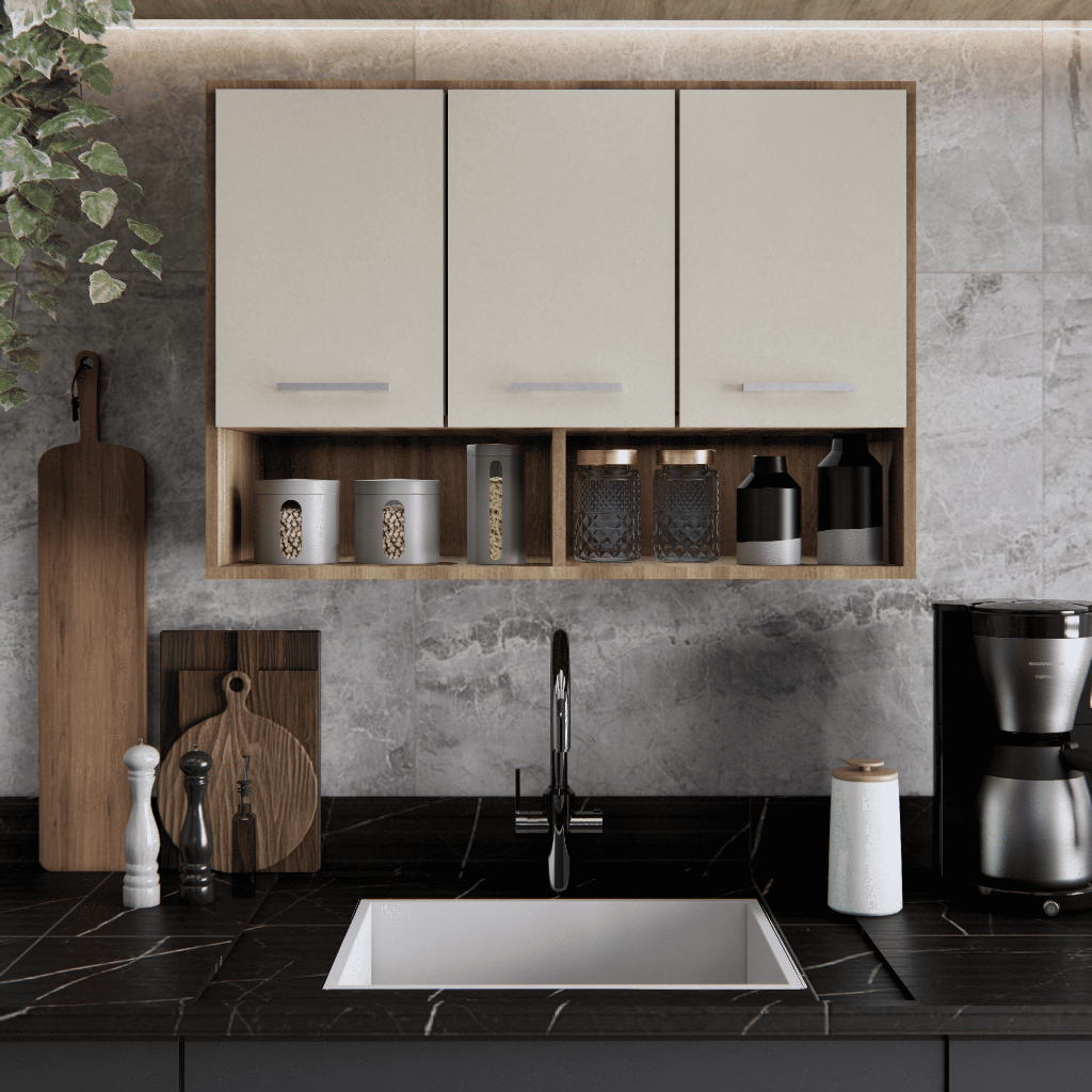 Armário Organizador Aéreo 3 Portas Cozinha Lavanderia Multiuso Modular Móveis Bonatto Armário Organizador Aéreo 3 Portas Cozinha Lavanderia Multiuso Modular Móveis Bonatto
