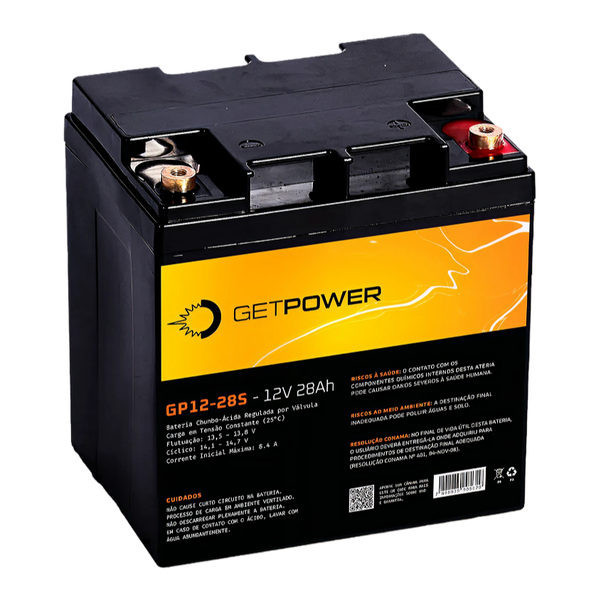 Bateria 12V 28Ah GetPower GP12-28S AGM Selada Nobreak Bateria 12V 28Ah GetPower GP12-28S AGM Selada Nobreak