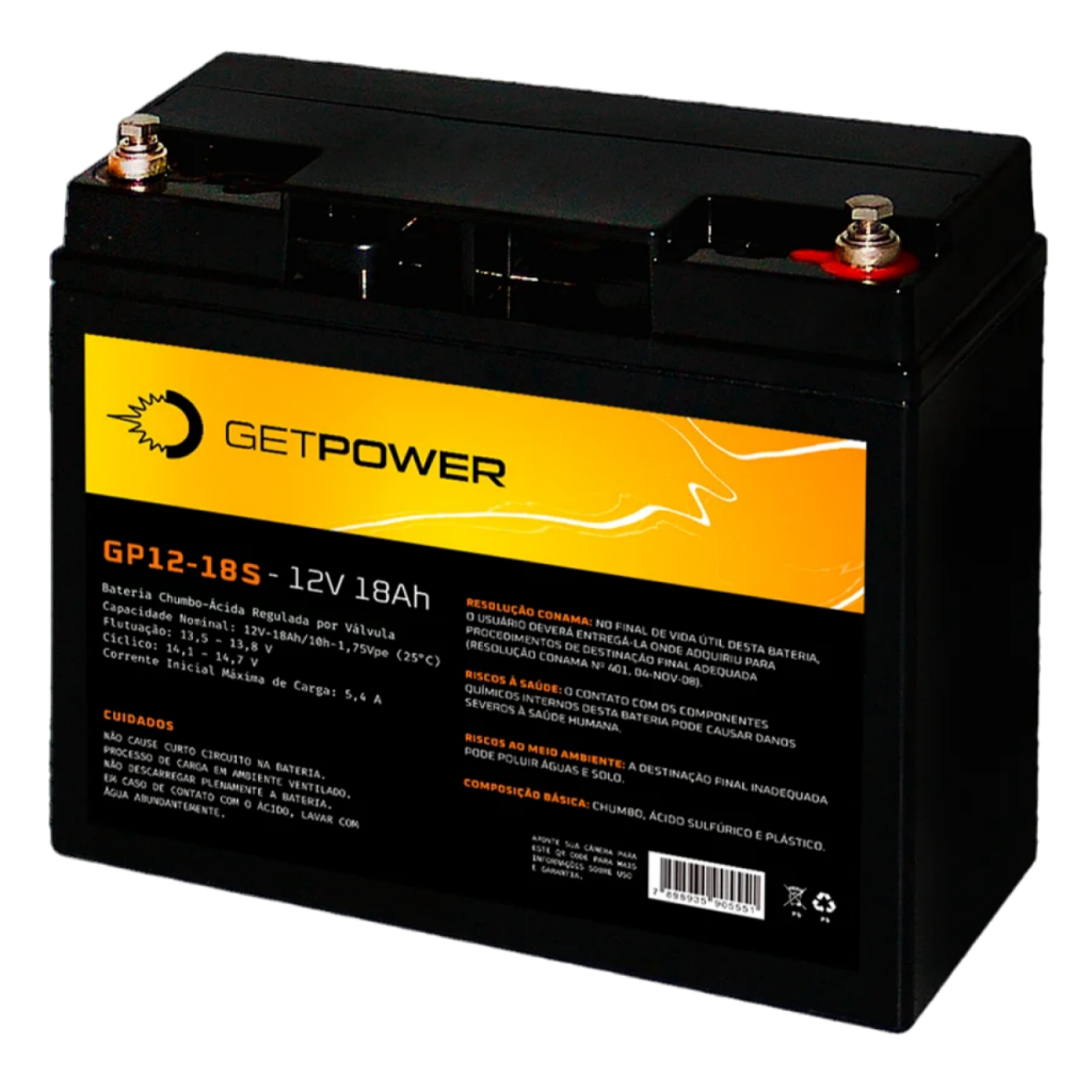 Bateria 12V 18Ah Original Alta Eficiência No-break, Jet-ski, Getpower GP12-18S Bateria 12V 18Ah Original Alta Eficiência No-break, Jet-ski, Getpower GP12-18S