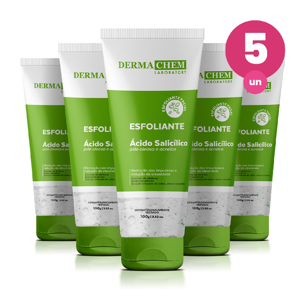 Kit 5 Gel Esfoliante Ácido Salicílico Enzimático 100ml Dermachem Kit 5 Gel Esfoliante Ácido Salicílico Enzimático 100ml Dermachem