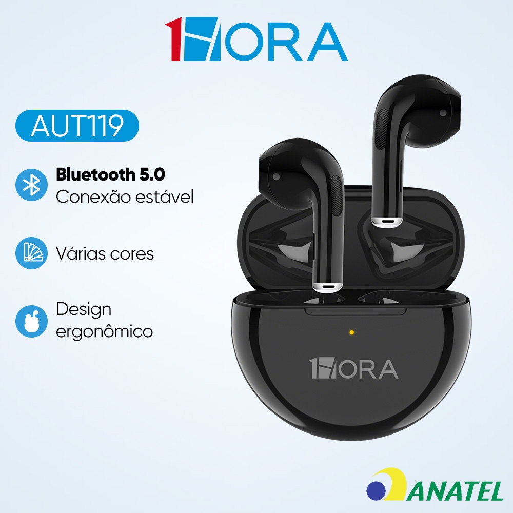 1HORA AUT119 Fone de ouvido Bluetooth 5.3 Sem Fio Intra-auricular com Microfone 1HORA AUT119 Fone de ouvido Bluetooth 5.3 Sem Fio Intra-auricular com Microfone