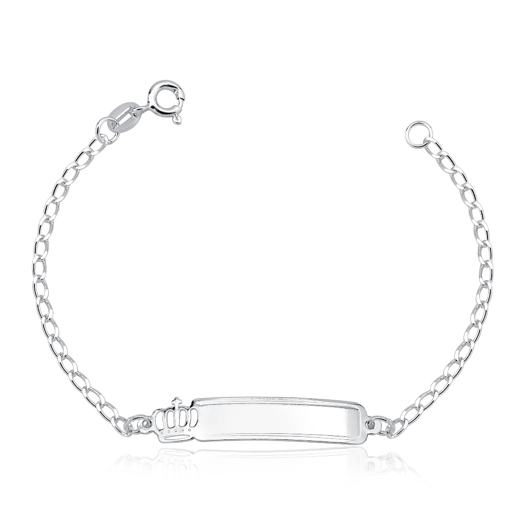 Pulseira plaquinha infantil Coroa – Prata 925 Pulseira plaquinha infantil Coroa – Prata 925