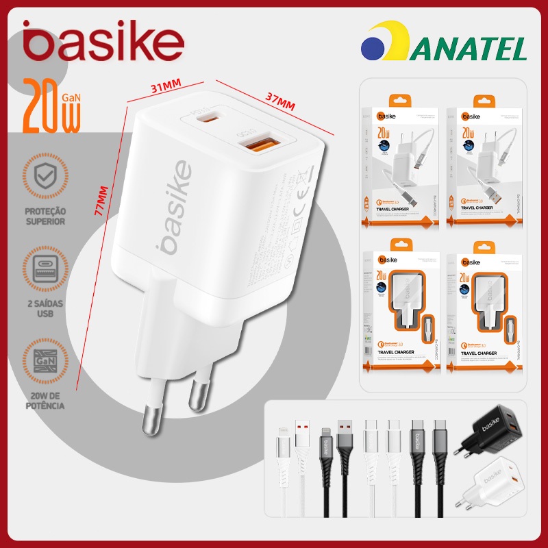 Basike Carregador turbo tipo c para iphone e celular – 20W carregador rápido para uso diário em casa,car046cc Basike Carregador turbo tipo c para iphone e celular – 20W carregador rápido para uso diário em casa,car046cc