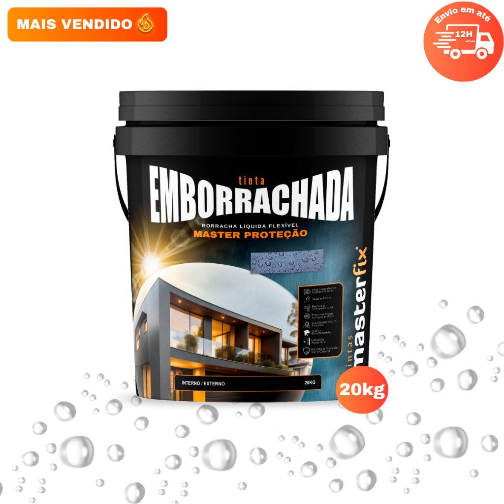 Tinta Impermeabilizante Emborrachada 20Kg Borracha Liquida Sela e Pinta Parede Laje Reboco Telhado Tinta Impermeabilizante Emborrachada 20Kg Borracha Liquida Sela e Pinta Parede Laje Reboco Telhado