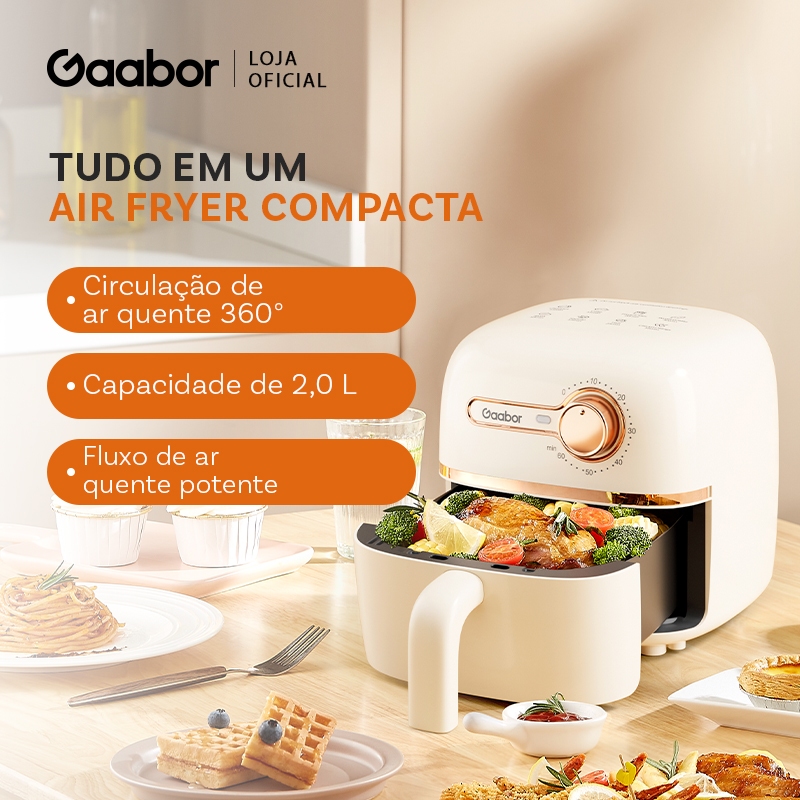 Gaabor – Fritadeira sem óleo – 1,4 litros – Timer – Pequena e conveniente – Fácil de operar – 900W – AF20M-YE01A