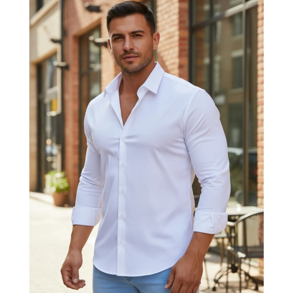 Camisa Social Masculina Slim Fit Luxo Facil de Passar Camisa Social Masculina Slim Fit Luxo Facil de Passar